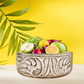 Floral Hand Carved Fruit Bowl Bonsai Planter