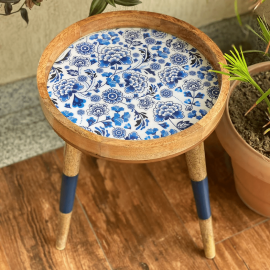 Handmade Side Table Mango Wood Detachable Legs Santorini