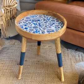 Handmade Side Table Mango Wood Detachable Legs Santorini