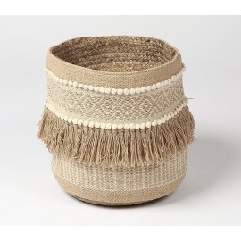 Hartsmede Handwoven Sandy Tasselled Storage Basket