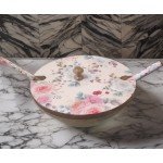 Large Serving Bowl with Lid & Spoons Floral