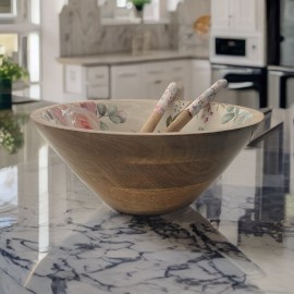 Medium Serving Bowl Set with Spoons Floral