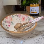 Medium Serving Bowl Set with Spoons Floral