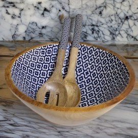 Medium Mango Wood Serving Bowl Set with Spoons Sambhal