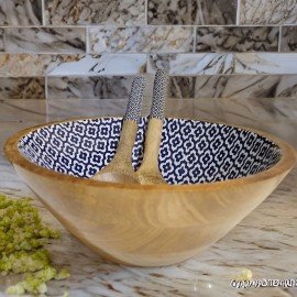 Medium Mango Wood Serving Bowl Set with Spoons Sambhal