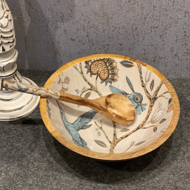 Medium Serving Bowl Set with Spoons Hummingbird