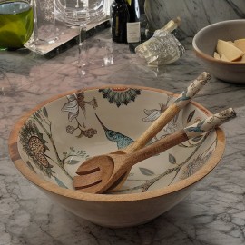 Medium Serving Bowl Set with Spoons Hummingbird