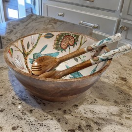 Medium Serving Bowl Set with Spoons Hummingbird