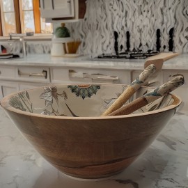 Medium Serving Bowl Set with Spoons Hummingbird